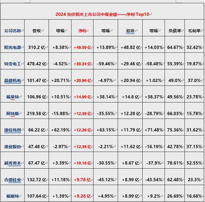 133家光伏公司2024中报：70家营收同比下滑揭洗牌冰山一角！(图2)