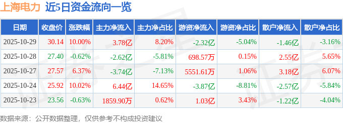 10月29日上海电力（600021）涨停分析：新能源发电、低成本融资、虚拟电厂驱动